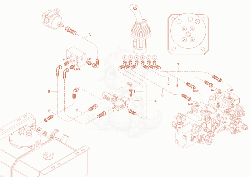Exploded parts diagram of the HAND LEVERS INSTALLATION of a Wacker Neuson DT23, with numbered balloons