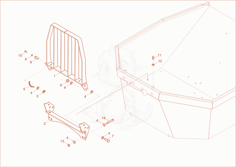 Exploded parts diagram of the protecting screen (Option) of a Wacker Neuson DW50-2, with numbered balloons