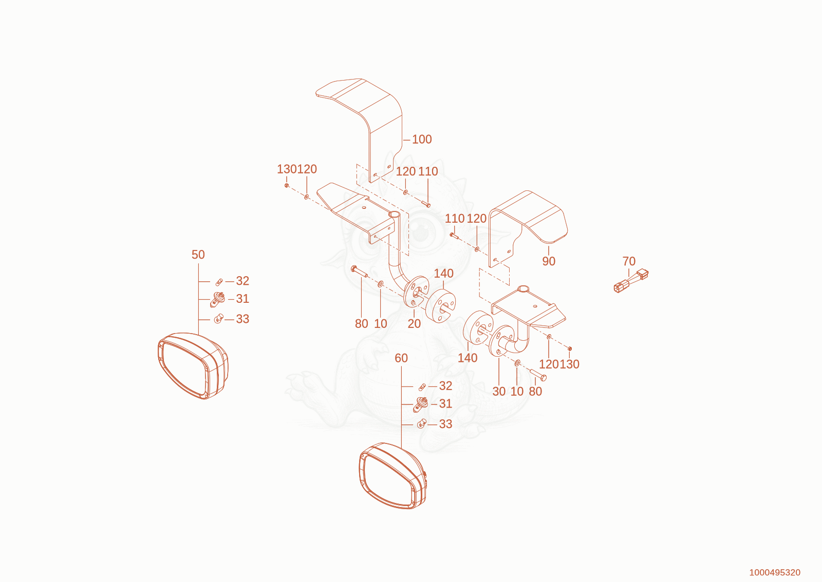 Despiece del FRONTLIGHTS de una máquina Wacker Neuson WL20E(A09-01), con globos numerados