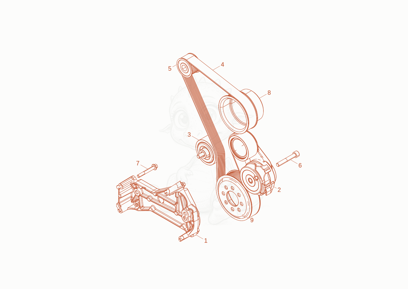 Exploded parts diagram of the Pulley of a Wacker Neuson DV90-2, with numbered balloons