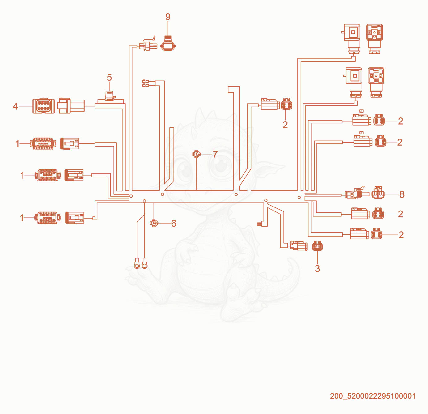 Exploded parts diagram of the Harness of a Wacker Neuson HIF600, with numbered balloons
