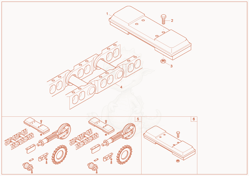 Exploded parts diagram of the hybrid track (Option) of a Wacker Neuson 75Z3, with numbered balloons