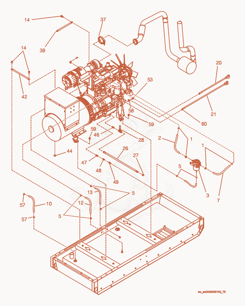 Despiece del Engine/Generator - Hookup de una máquina Wacker Neuson G85, con globos numerados