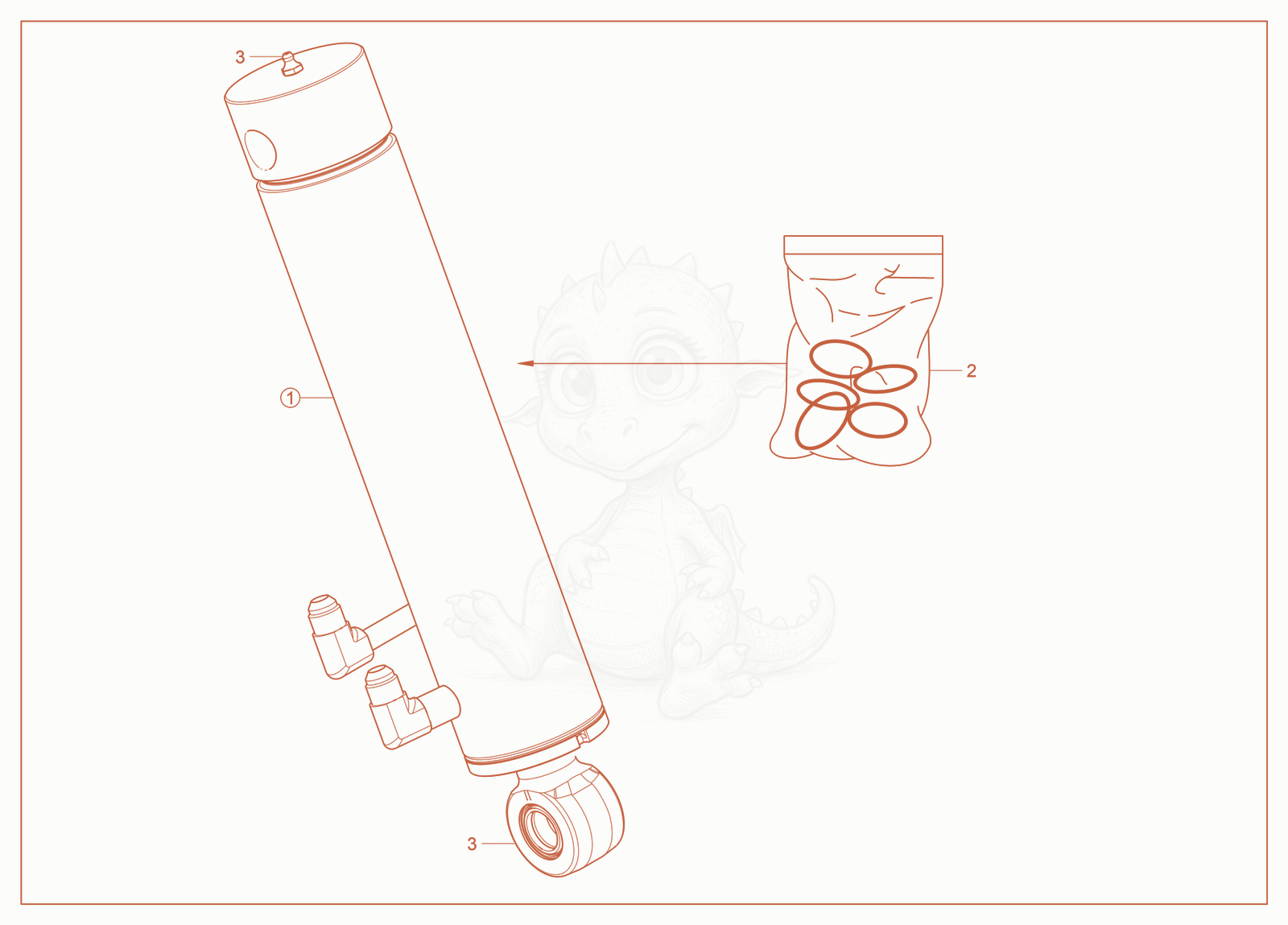 Exploded parts diagram of the Bucket cylinder of a Wacker Neuson SM120, with numbered balloons