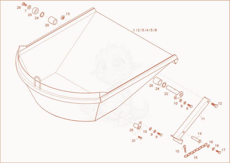 Exploded parts diagram of the skip of a Wacker Neuson 3001, with numbered balloons