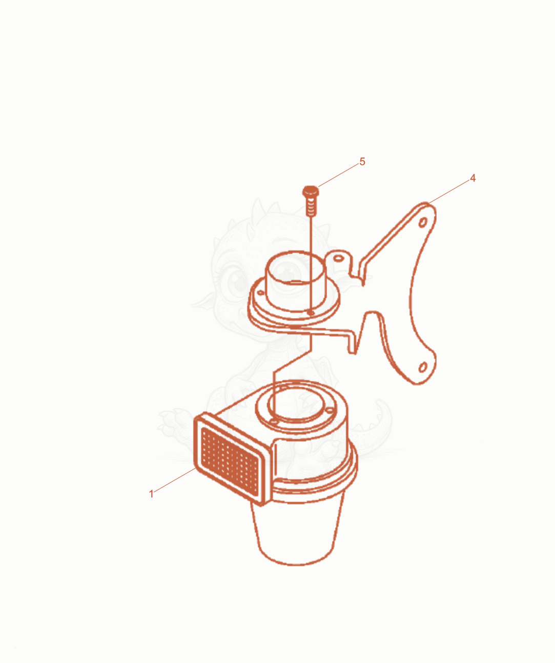 Exploded parts diagram of the Prefilter of a Wacker Neuson DPU45YEHUS, with numbered balloons