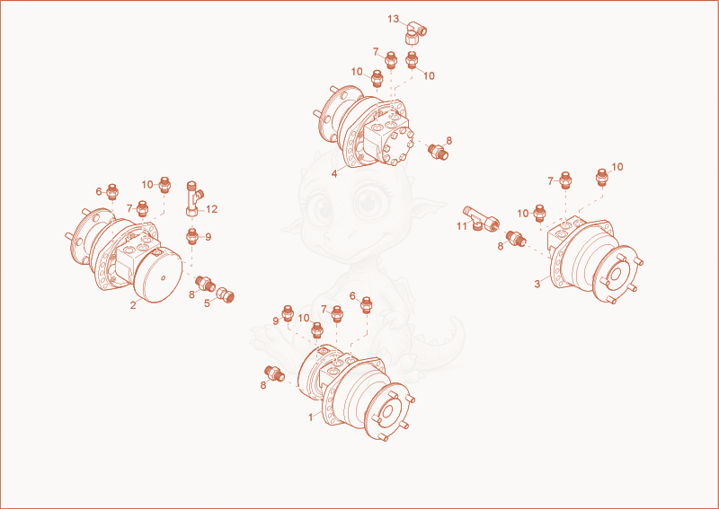Exploded parts diagram of the TRAVELLING GEAR 1 of a Wacker Neuson 1501, with numbered balloons