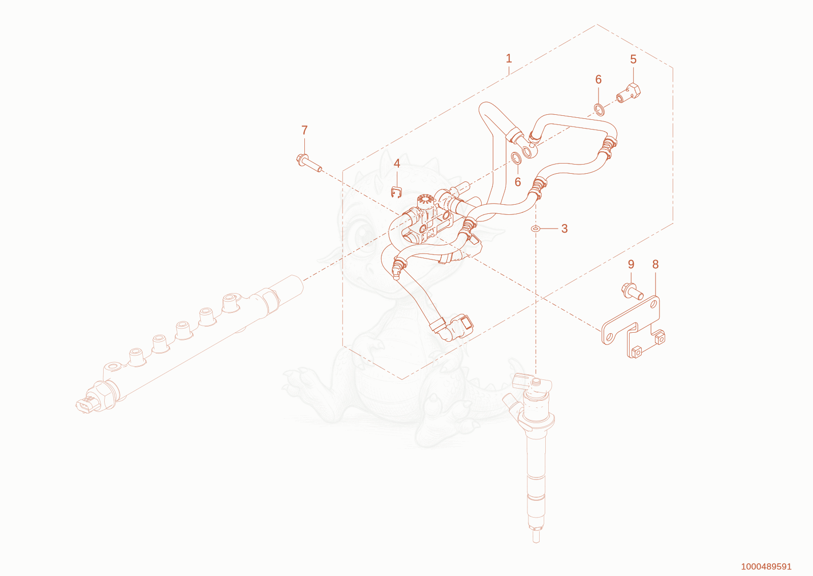 Exploded parts diagram of the fuel line of a Wacker Neuson WL70STAGEV, with numbered balloons