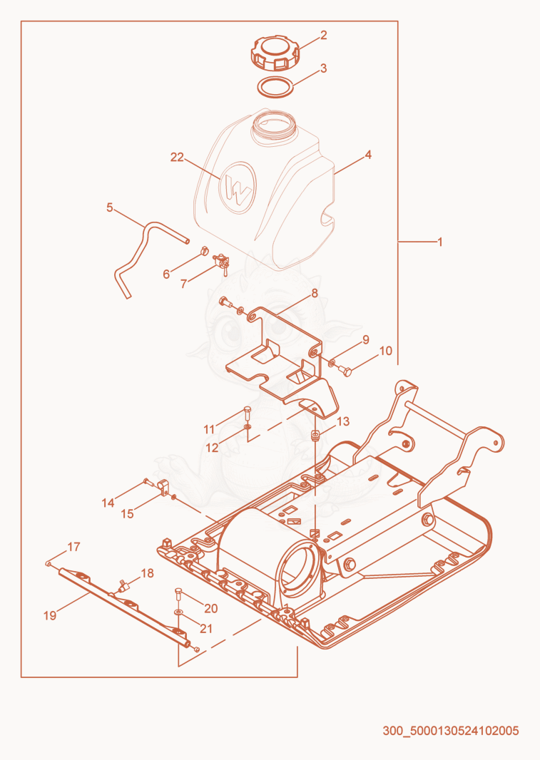 Exploded parts diagram of the Water System Kit of a Wacker Neuson VP1340WW/WH, with numbered balloons