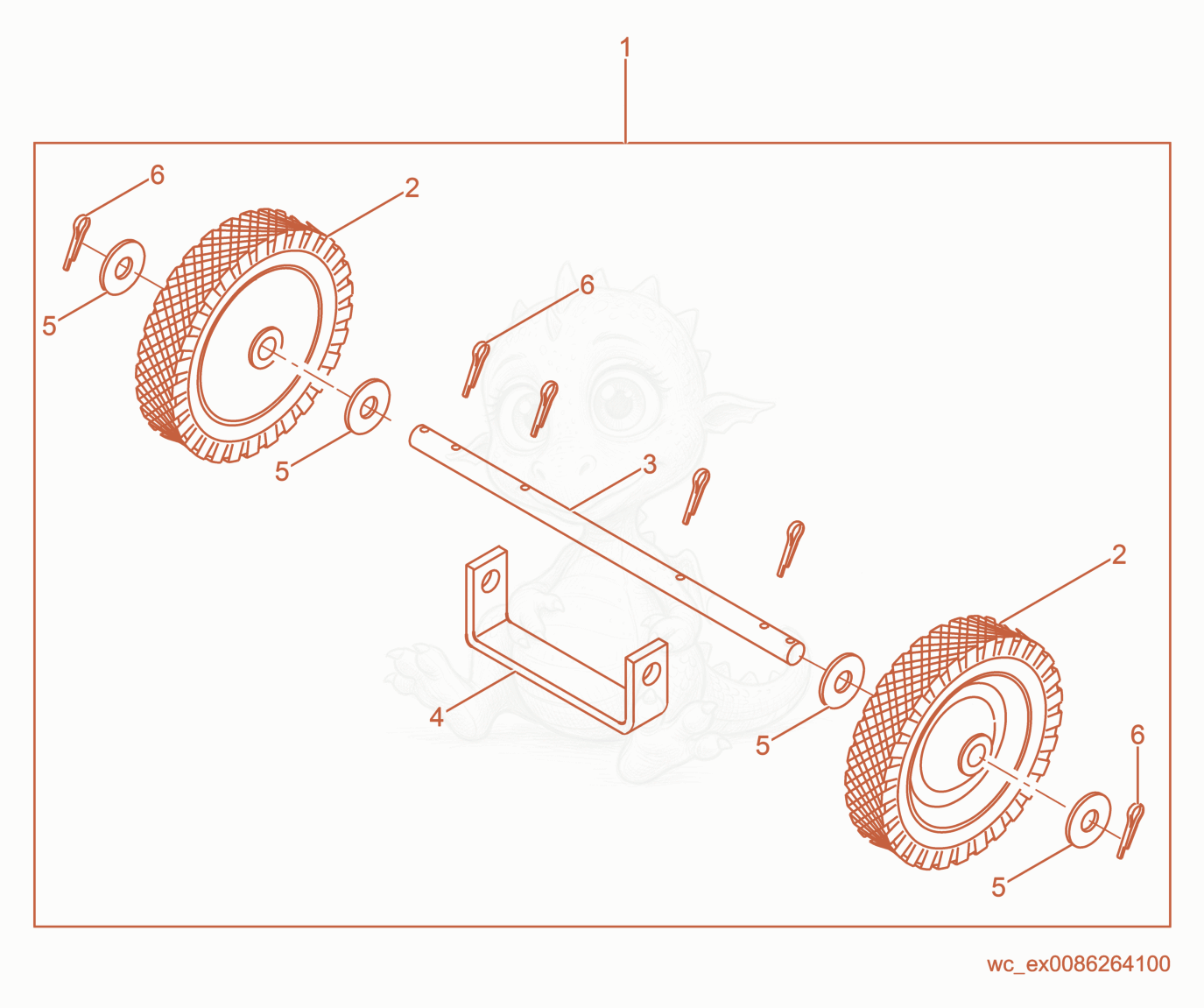 Exploded parts diagram of the Wheel Kit of a Wacker Neuson BS60-4, with numbered balloons