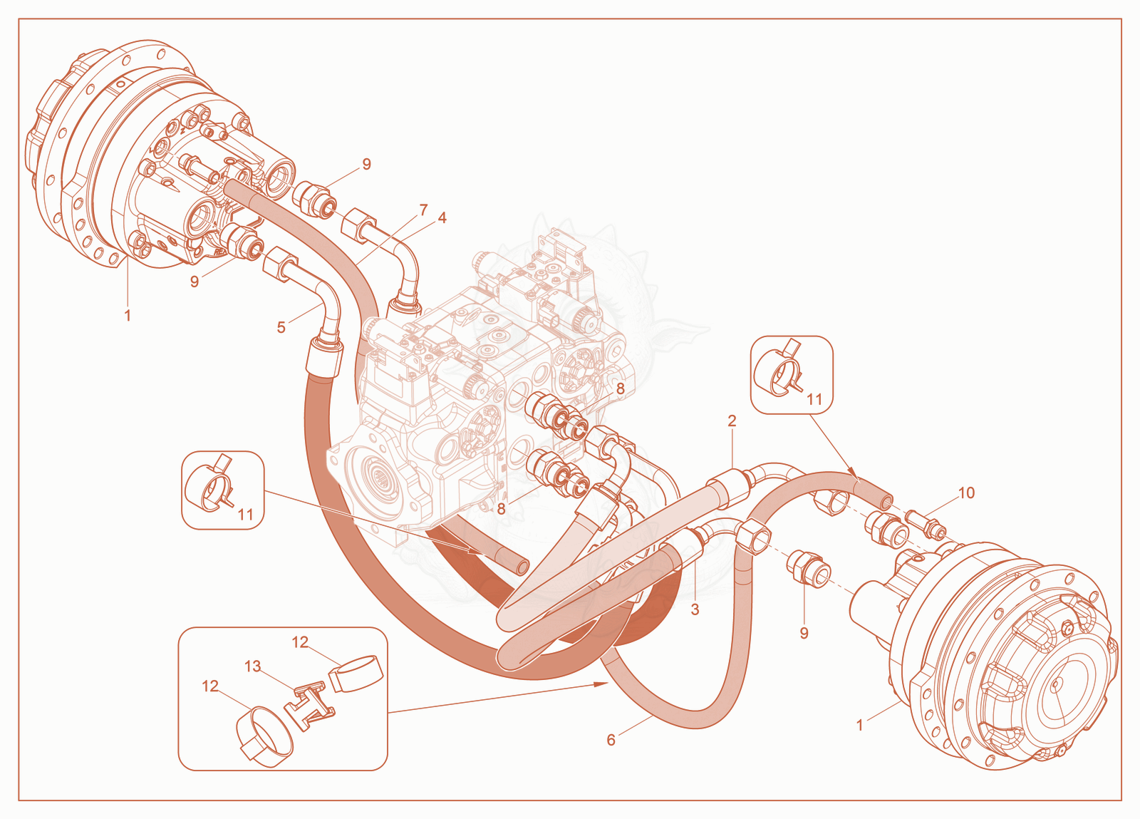 Exploded parts diagram of the Two Speed Drive Motor of a Wacker Neuson ST28(S05-5), with numbered balloons