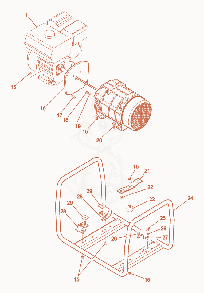 Exploded parts diagram of the Frame of a Wacker Neuson G2.1A, with numbered balloons
