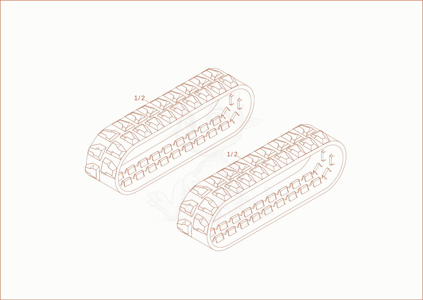 Exploded parts diagram of the RUBBER TRACK of a Wacker Neuson DT10E, with numbered balloons