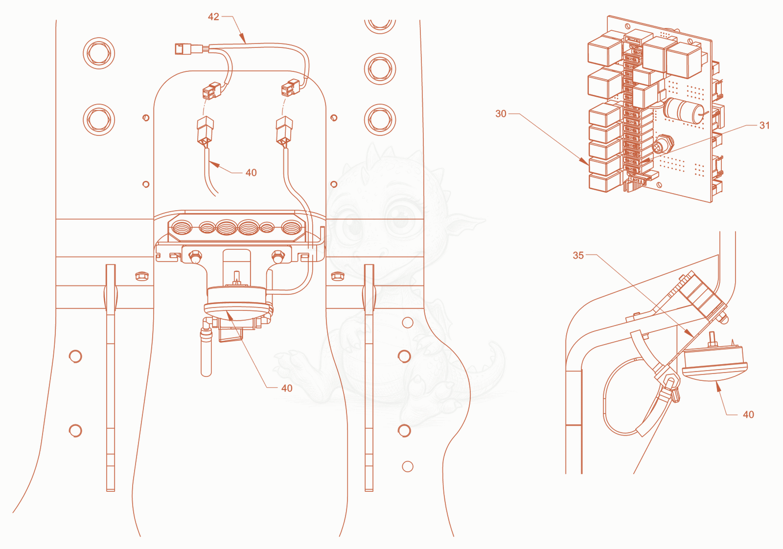 Exploded parts diagram of the Roller Drum Lighting of a Wacker Neuson RD40-130C.3, with numbered balloons