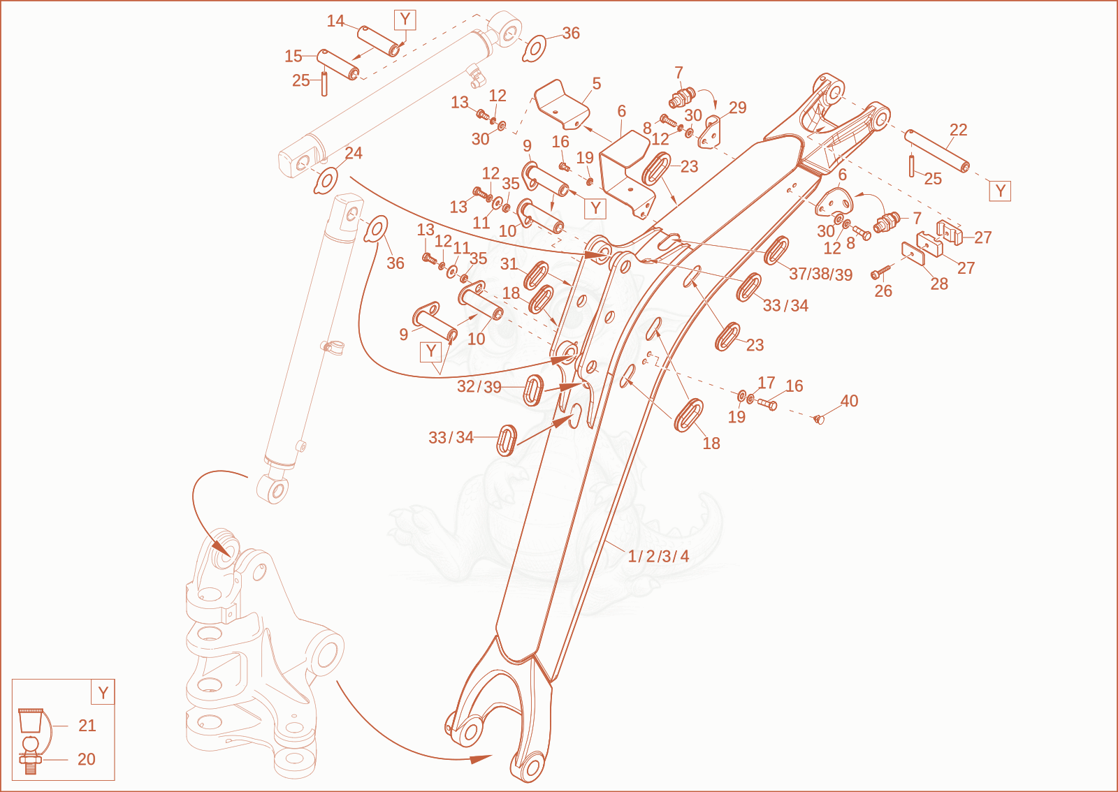 Exploded parts diagram of the lift arm of a Wacker Neuson EZ17, with numbered balloons