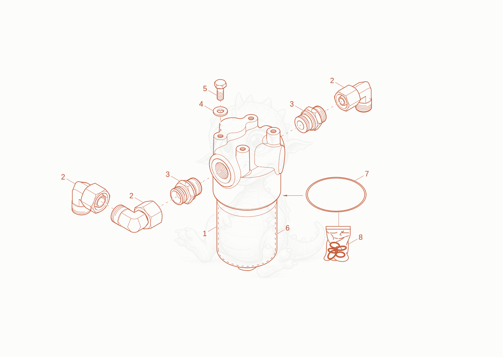 Exploded parts diagram of the pressure filter (option) of a Wacker Neuson EW100-2, with numbered balloons
