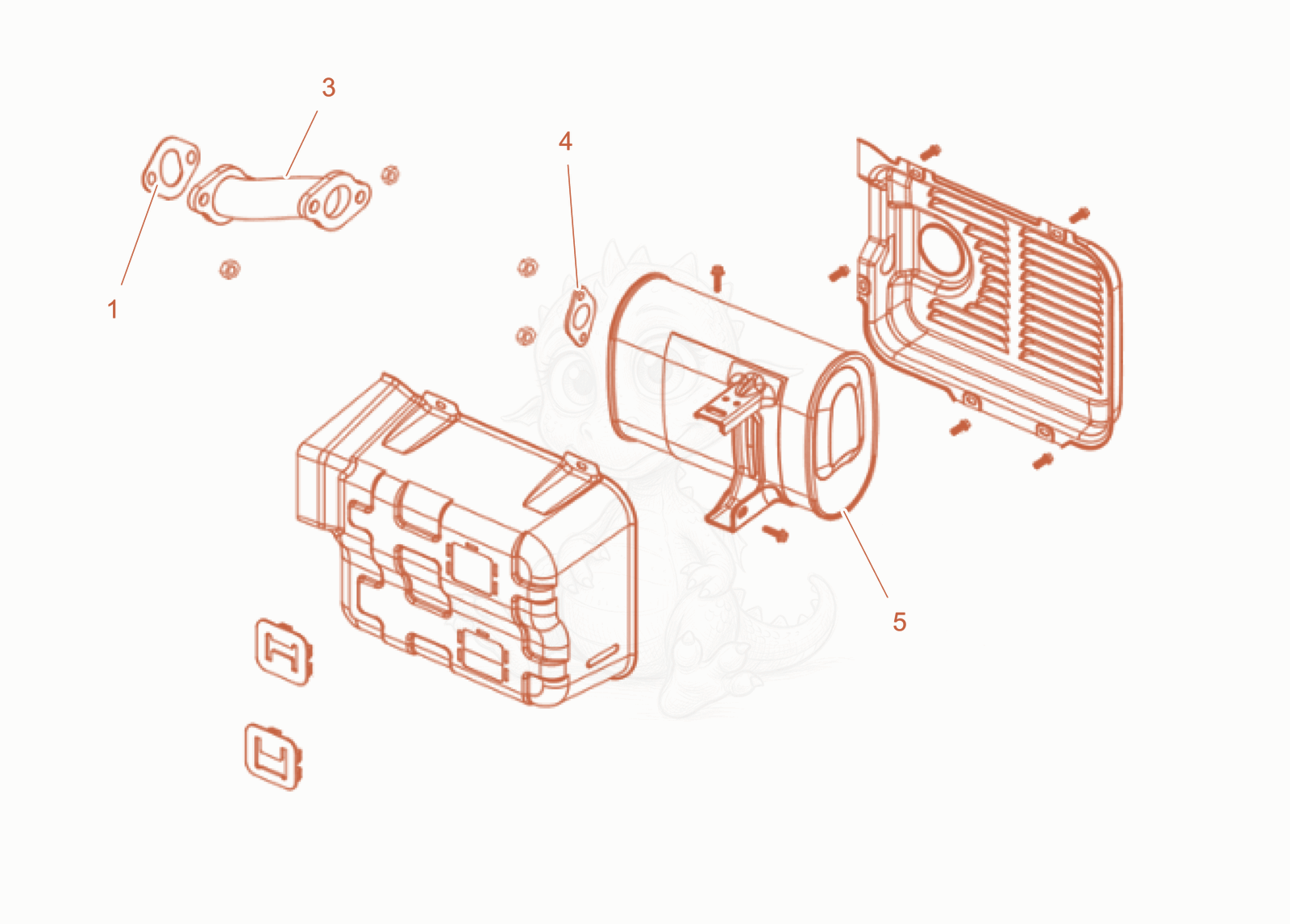 Exploded parts diagram of the Muffler cpl of a Wacker Neuson GS10003G(NO-CE), with numbered balloons