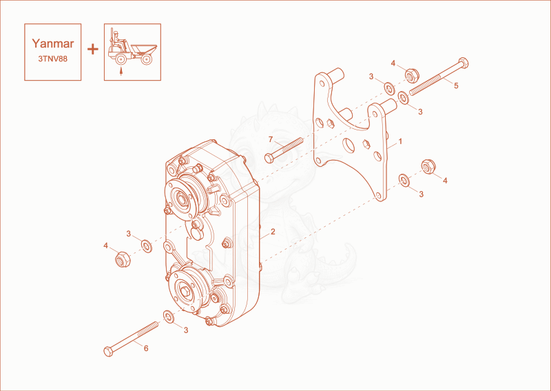 Exploded parts diagram of the distributor gear-box 1 option of a Wacker Neuson DW30, with numbered balloons