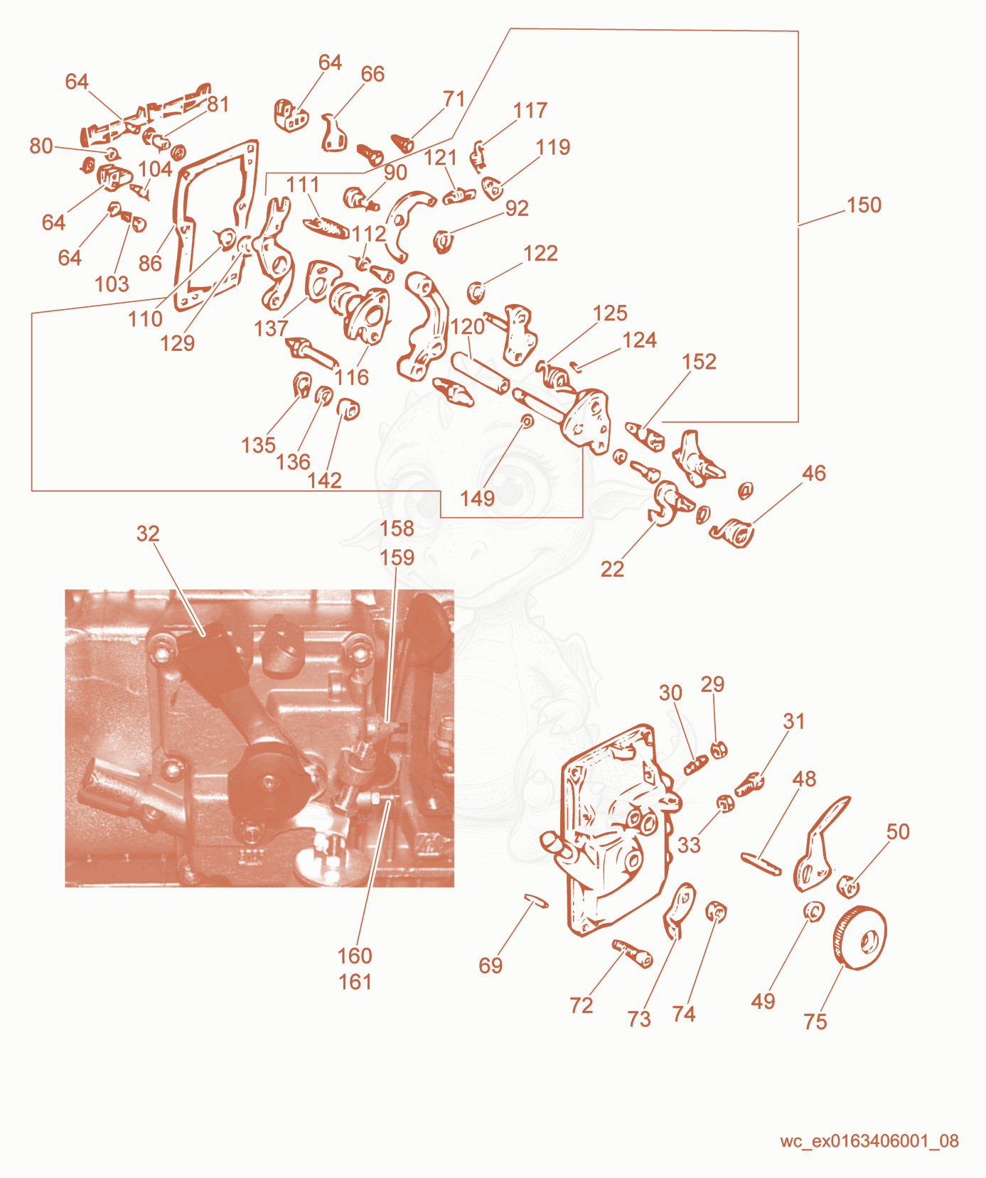 Exploded parts diagram of the Engine Control of a Wacker Neuson PT6LT, with numbered balloons