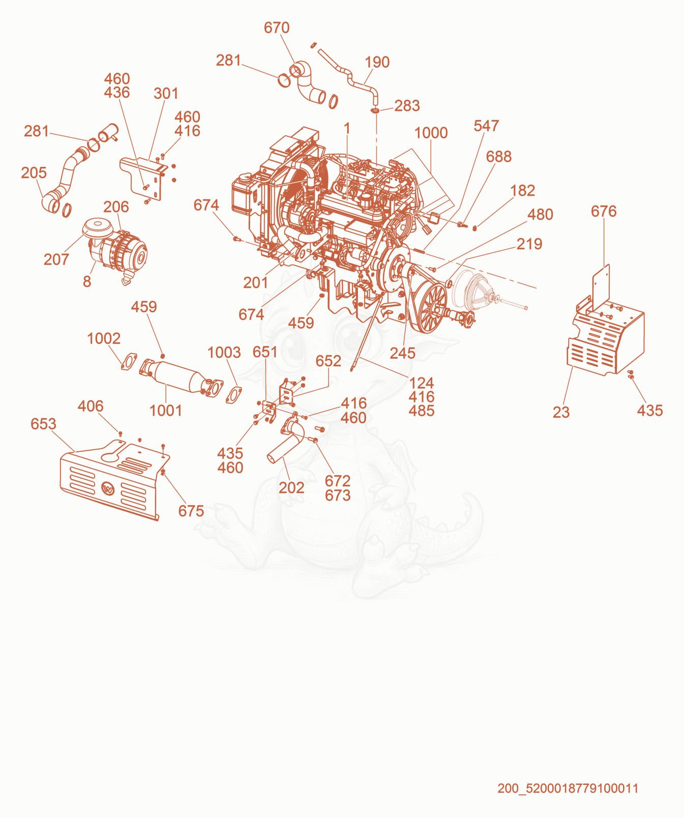 Exploded parts diagram of the Intake/Exhaust of a Wacker Neuson CRT48-57K-PS, with numbered balloons