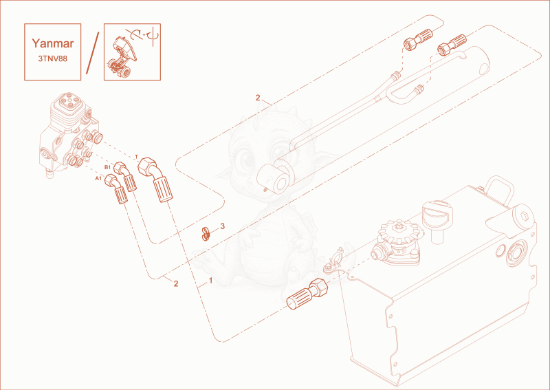 Exploded parts diagram of the TILT CYLINDER OPERATION (Option) of a Wacker Neuson DW30, with numbered balloons