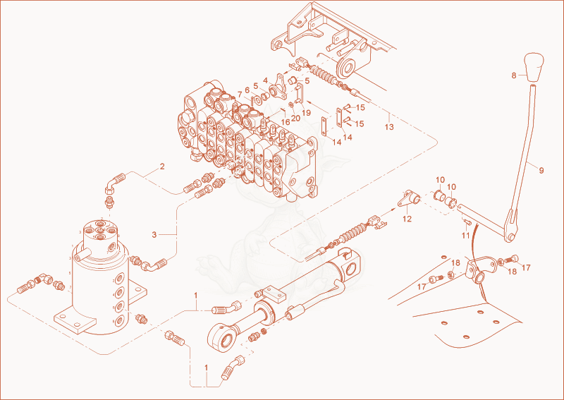 Exploded parts diagram of the DOZER BLADE OPERATION of a Wacker Neuson 1404, with numbered balloons