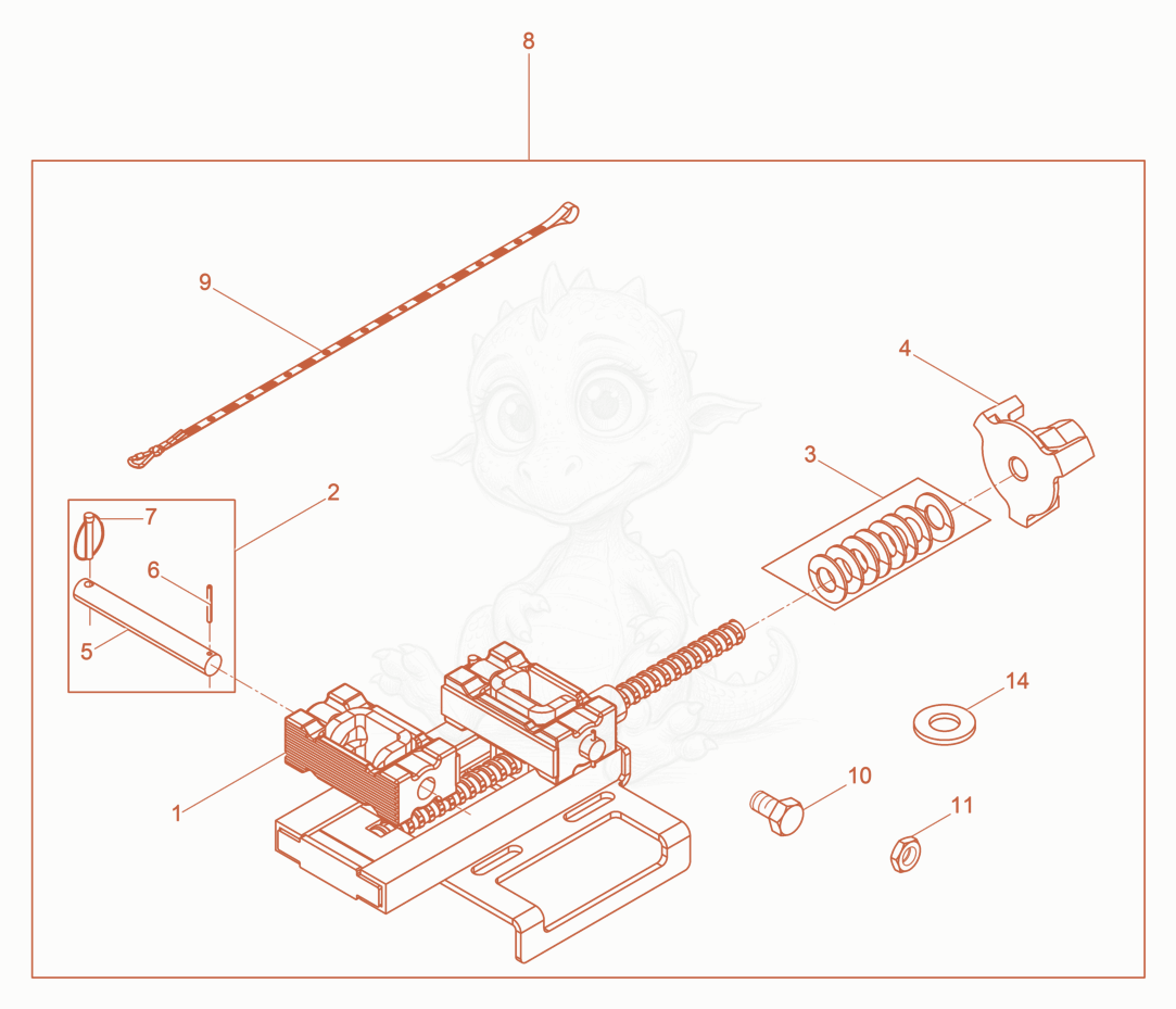 Exploded parts diagram of the Fastening Clamp SV 53 of a Wacker Neuson AR36/6/41,5CSUS, with numbered balloons
