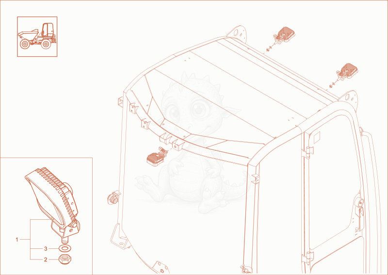 Exploded parts diagram of the Working light (OPTION) of a Wacker Neuson DW60-2, with numbered balloons