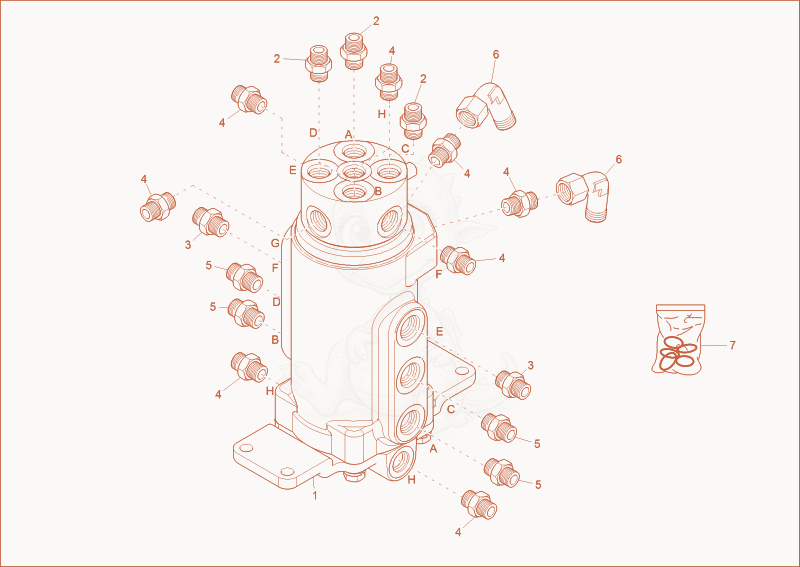 Exploded parts diagram of the turning joint of a Wacker Neuson EZ28, with numbered balloons