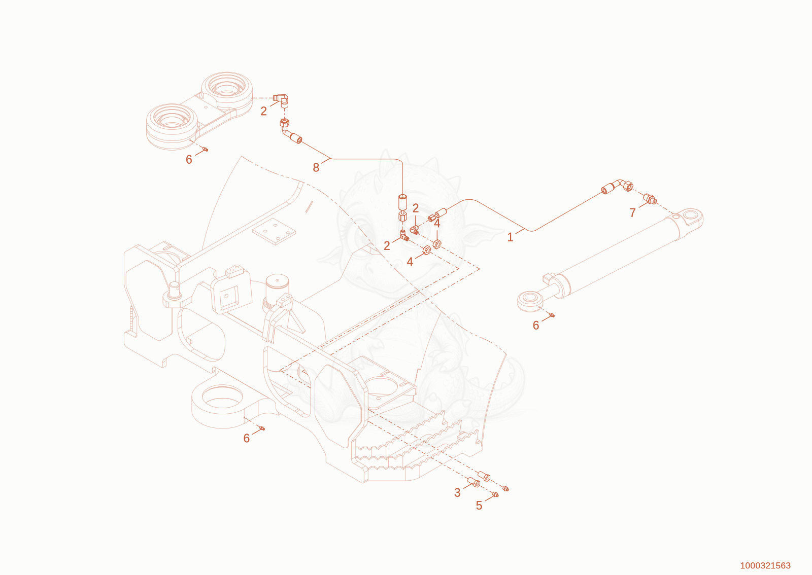 Exploded parts diagram of the lubrication of a Wacker Neuson WL32, with numbered balloons