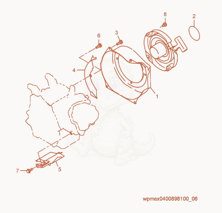 Exploded parts diagram of the Blower Housing of a Wacker Neuson VP50XW, with numbered balloons