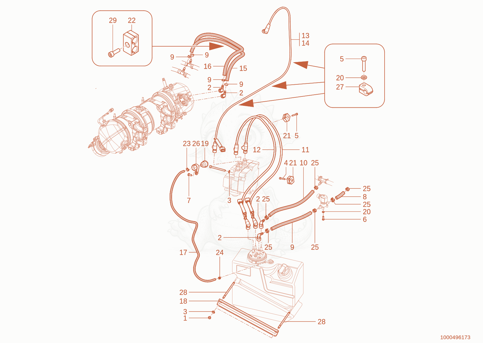 Exploded parts diagram of the nutrients of a Wacker Neuson WL110(R90-05), with numbered balloons