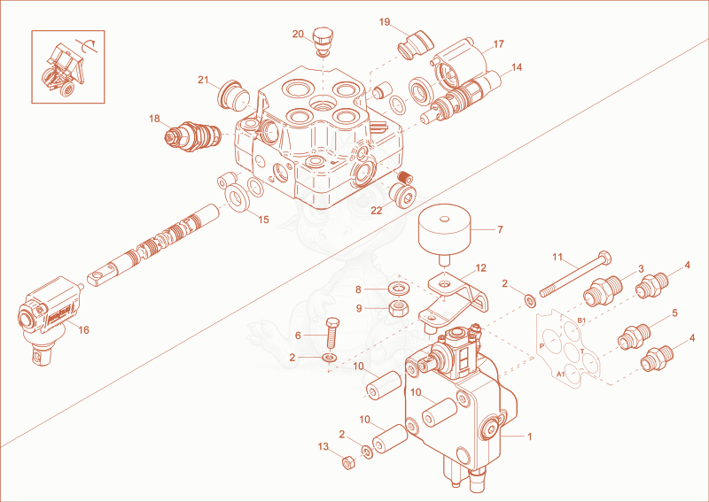 Exploded parts diagram of the CONTROL BLOCK of a Wacker Neuson DW20, with numbered balloons