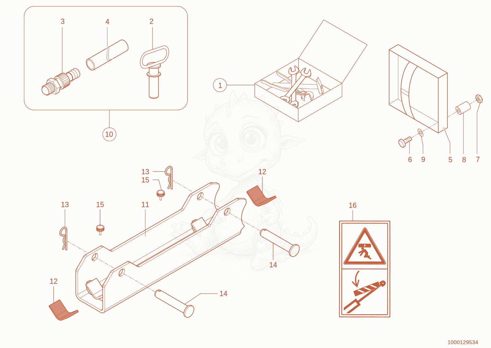 Exploded parts diagram of the tools of a Wacker Neuson 280, with numbered balloons