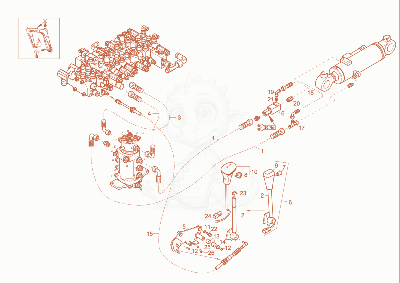 Exploded parts diagram of the DOZER BLADE OPERATION (OPTION) of a Wacker Neuson ET24, with numbered balloons
