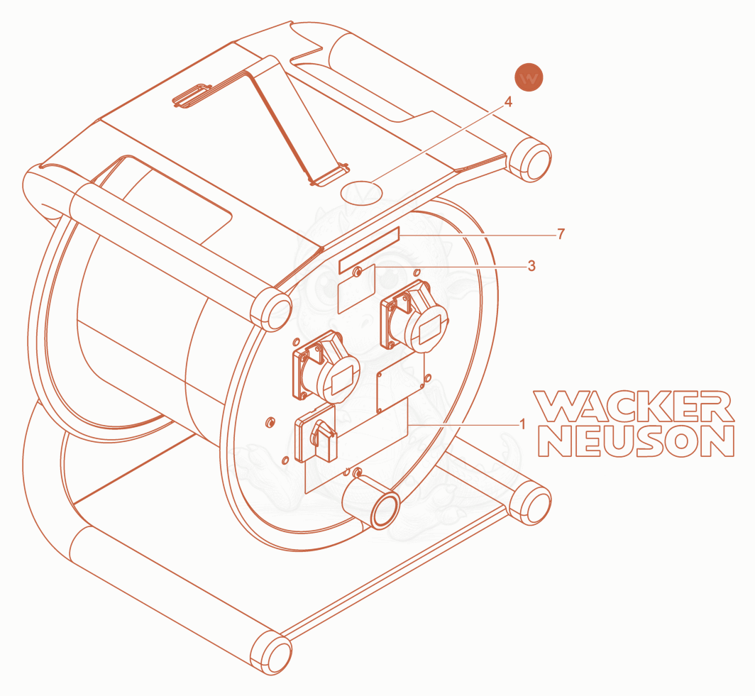 Exploded parts diagram of the Labels of a Wacker Neuson KTU2/250/200W, with numbered balloons