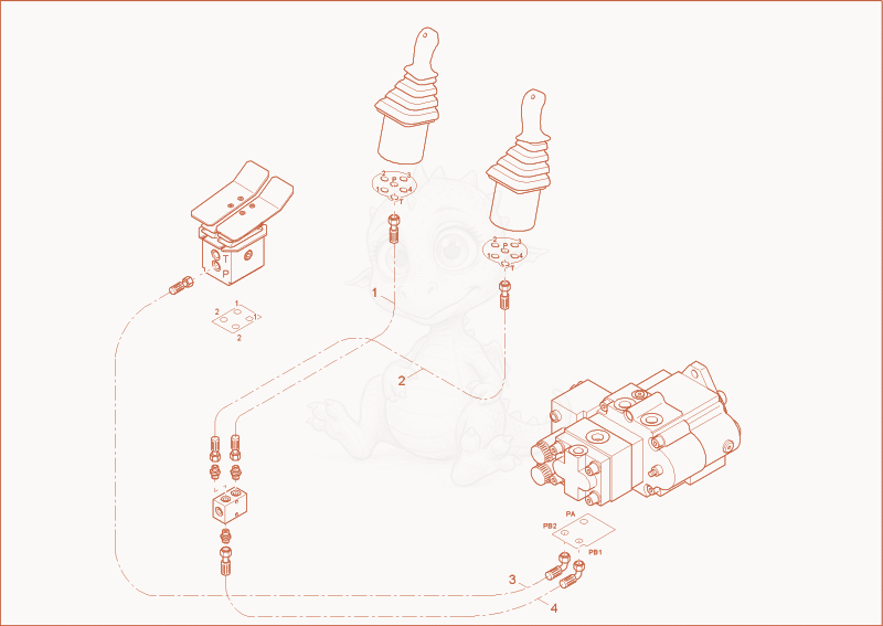 Exploded parts diagram of the TUBE PILOT PRESSURE of a Wacker Neuson 28Z3, with numbered balloons