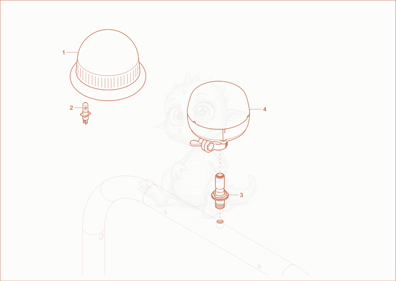 Exploded parts diagram of the ROTATING BEACON (OPTION) of a Wacker Neuson DW90, with numbered balloons