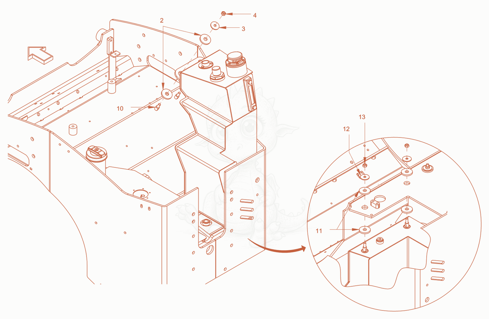 Exploded parts diagram of the hydraulic oil tank of a Wacker Neuson RD24-100CDPF, with numbered balloons