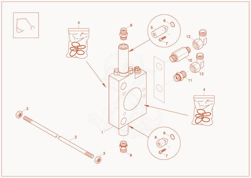 Exploded parts diagram of the SECTION (OPTION LUFFING BOOM) of a Wacker Neuson 8003, with numbered balloons
