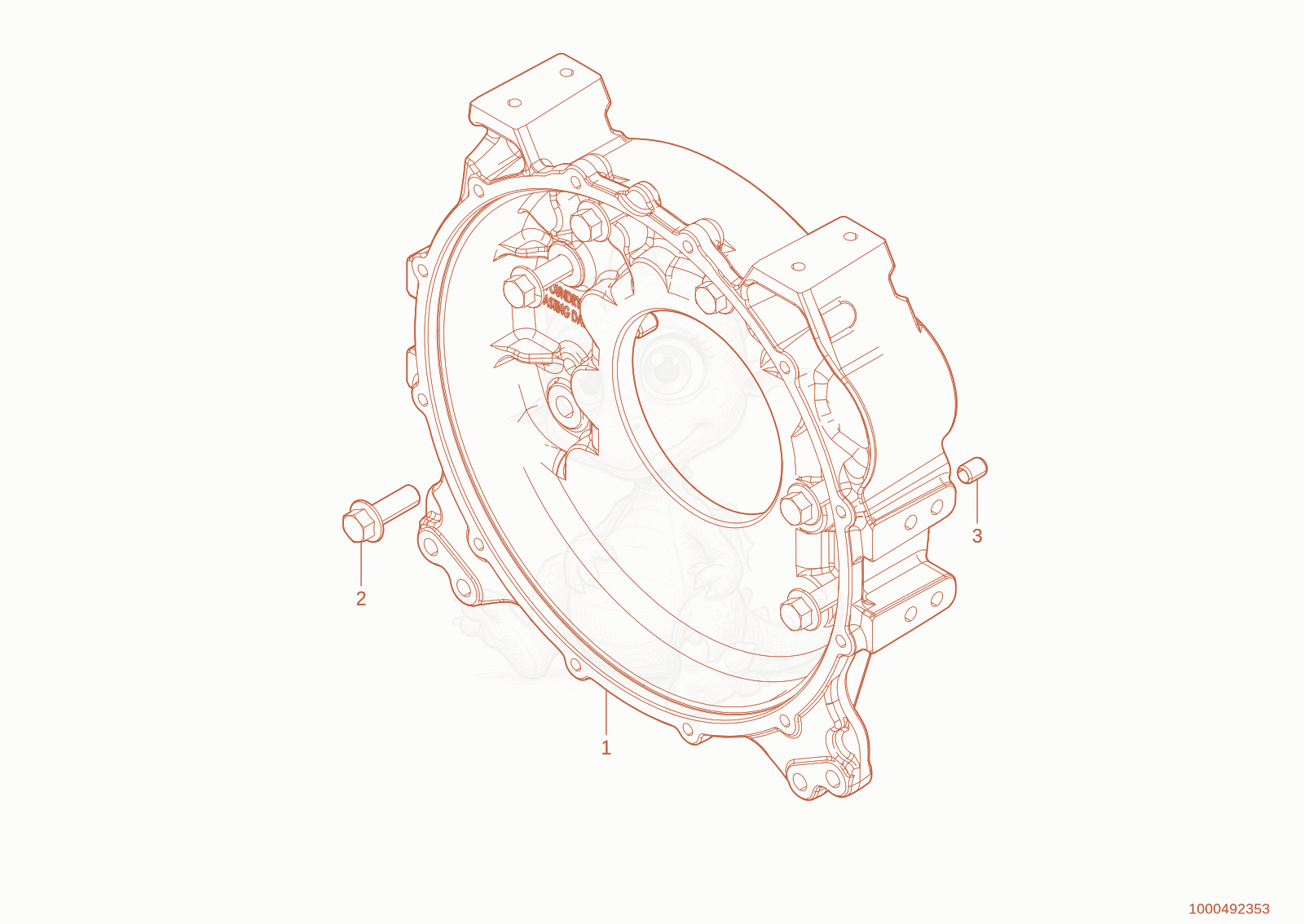 Exploded parts diagram of the flywheel housing of a Wacker Neuson TH745(416-32), with numbered balloons