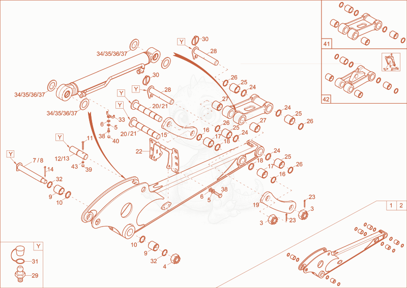 Exploded parts diagram of the dipperstick of a Wacker Neuson EZ53, with numbered balloons