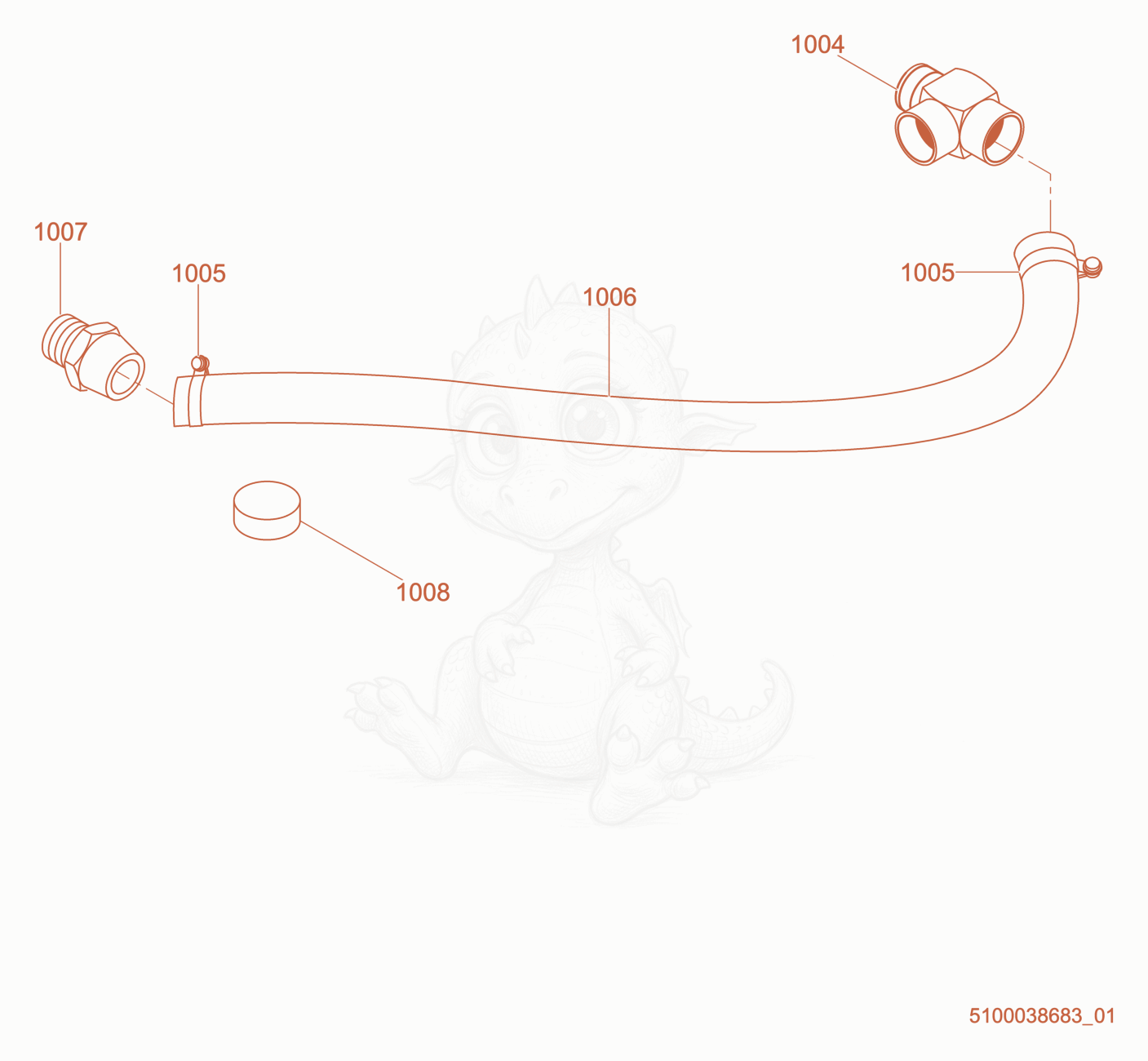 Exploded parts diagram of the Oil Drain Assy of a Wacker Neuson E1100, with numbered balloons