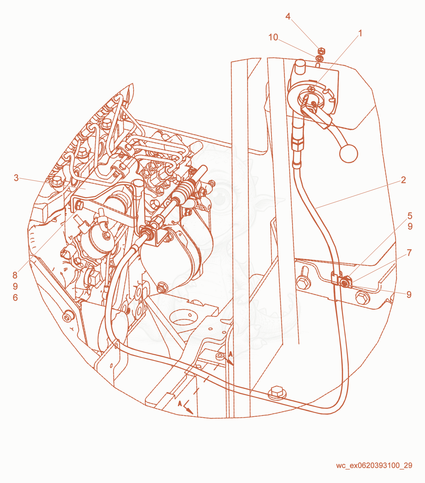 Exploded parts diagram of the Governor Control of a Wacker Neuson RD27-100, with numbered balloons