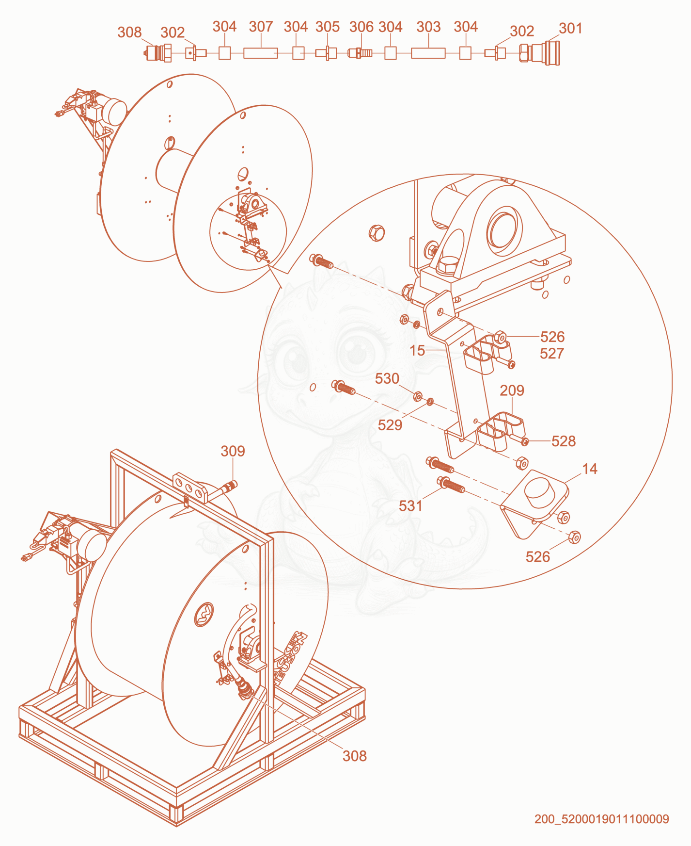 Exploded parts diagram of the Hose cpl. of a Wacker Neuson HHS1251, with numbered balloons