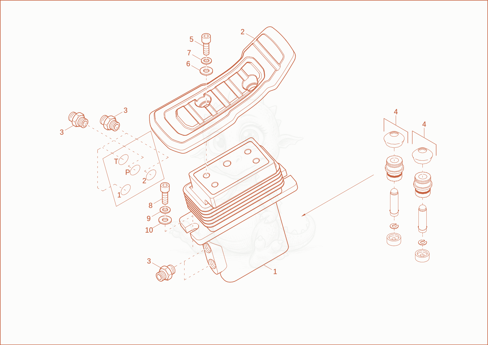 Exploded parts diagram of the PILOT OPPERATED CHECK VALVES of a Wacker Neuson ET18, with numbered balloons