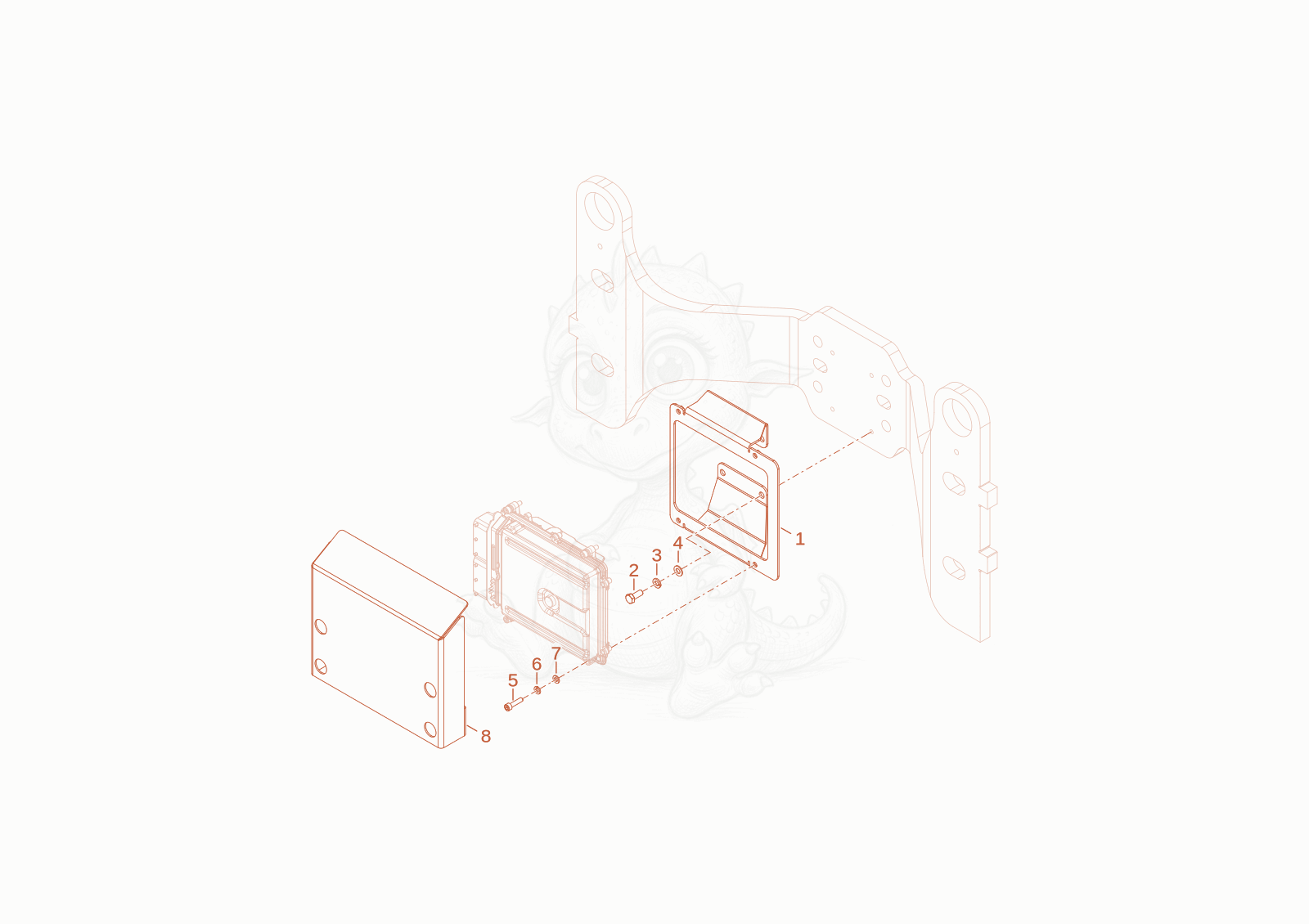 Exploded parts diagram of the bracket of a Wacker Neuson WL52, with numbered balloons