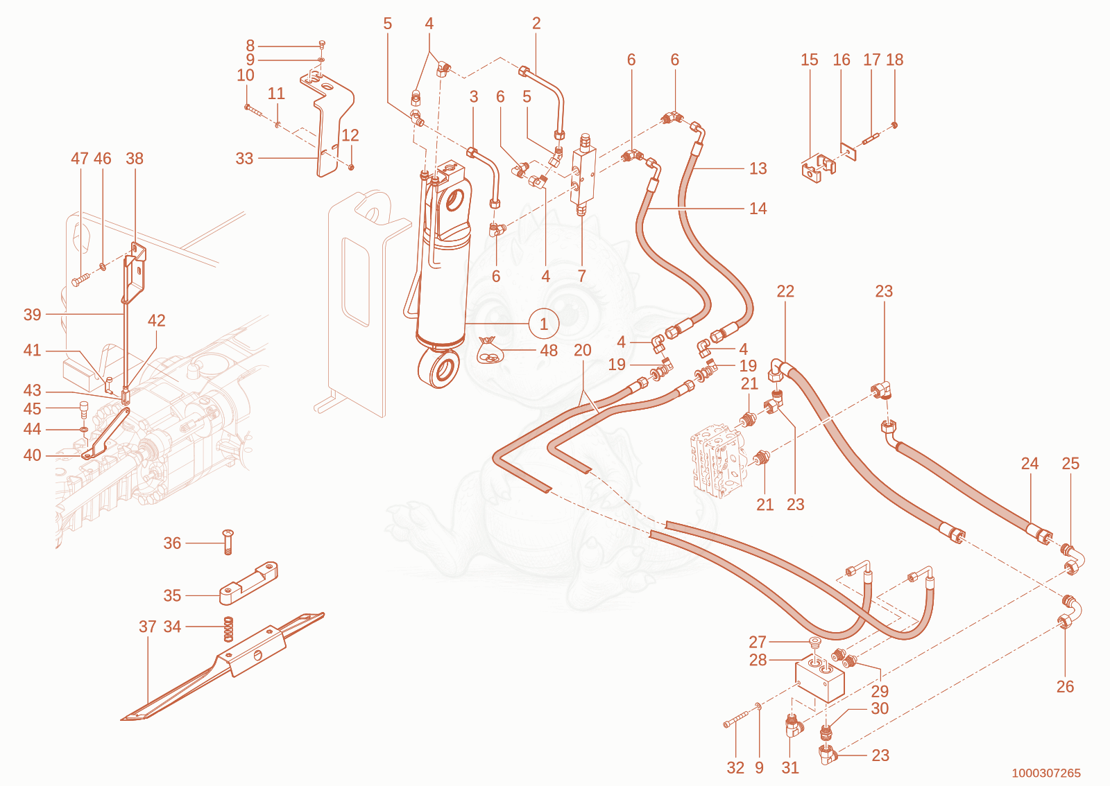 Exploded parts diagram of the Level reconciliation of a Wacker Neuson TH955(416-06), with numbered balloons