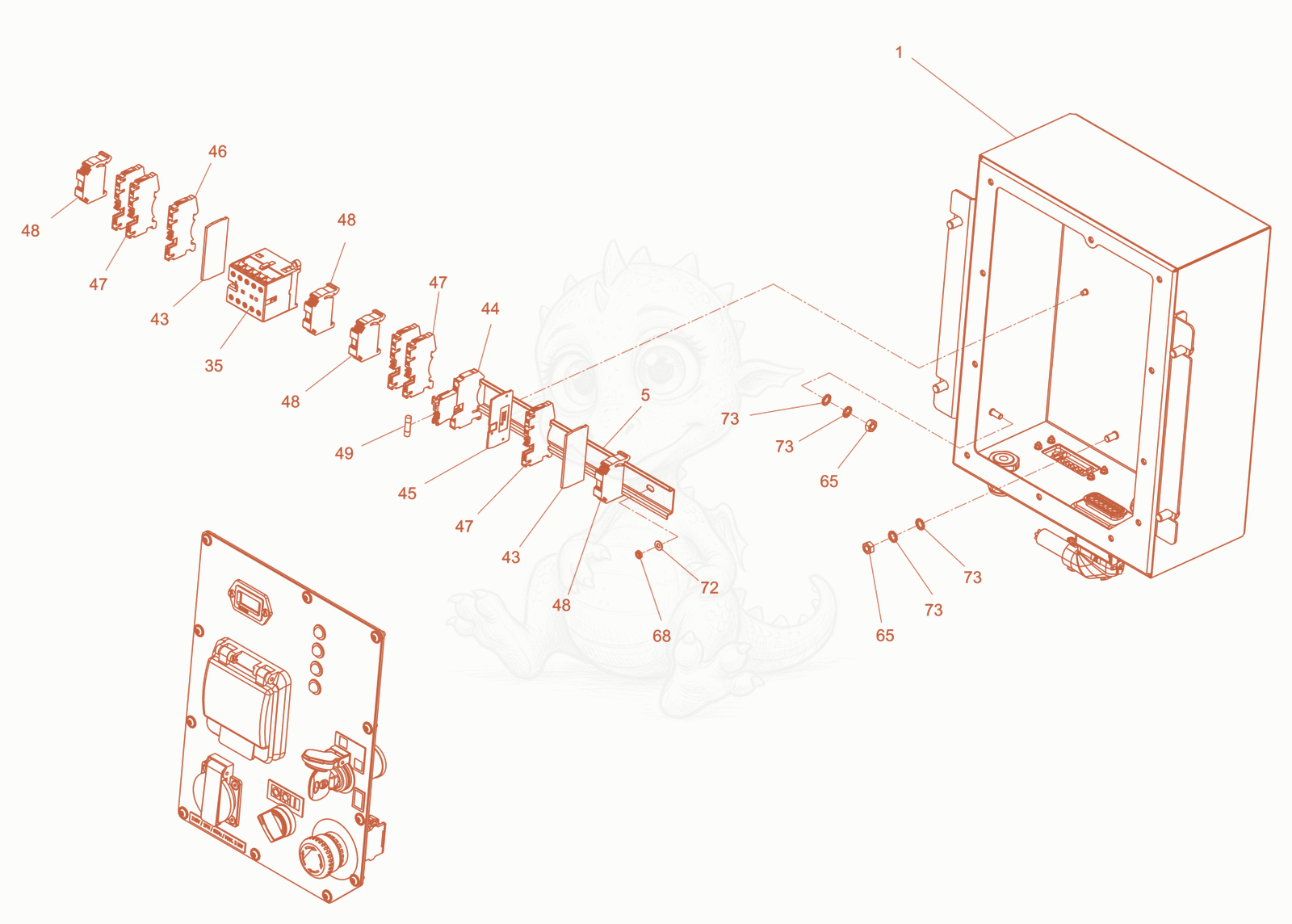 Exploded parts diagram of the control panel of a Wacker Neuson LTN4Y120V/60HZ, with numbered balloons