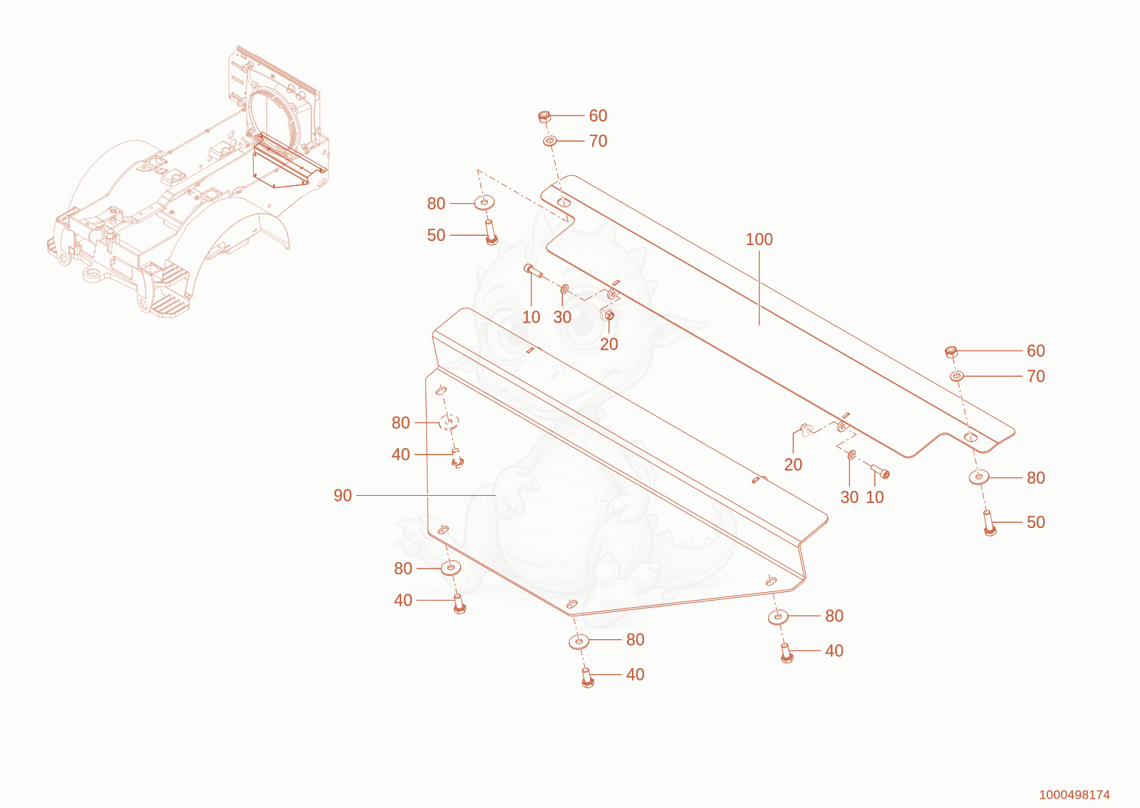 Exploded parts diagram of the seal plate of a Wacker Neuson WL60STAGEV, with numbered balloons